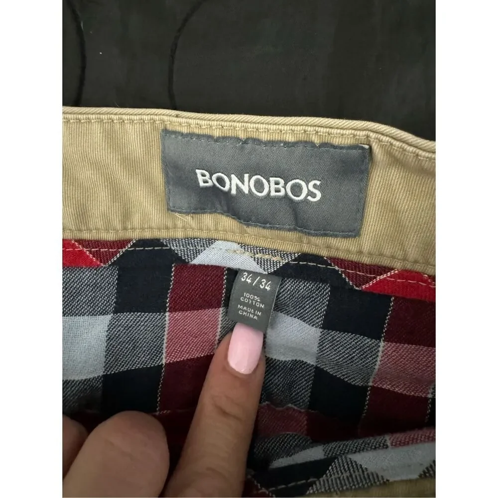 Bonobos Pants Mens Size 34 Khaki Straight Leg‎ Casual Chino Cotton Pants